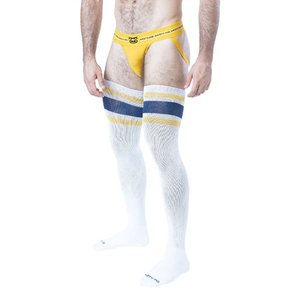 Nasty Pig Hook'd Up Thigh High Sock - White/Cadet Blue/Goldenrod - One Size