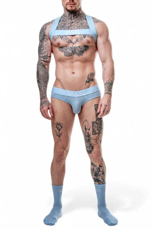 TASTE | Candy Blue Briefs, Harness & Socks Set
