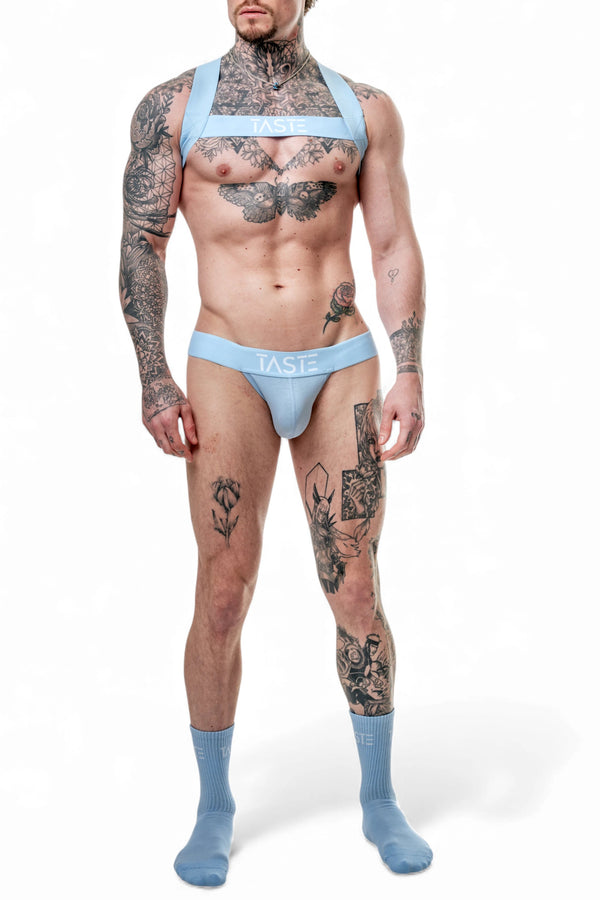 TASTE | Candy Blue Jockstrap, Harness & Socks Set