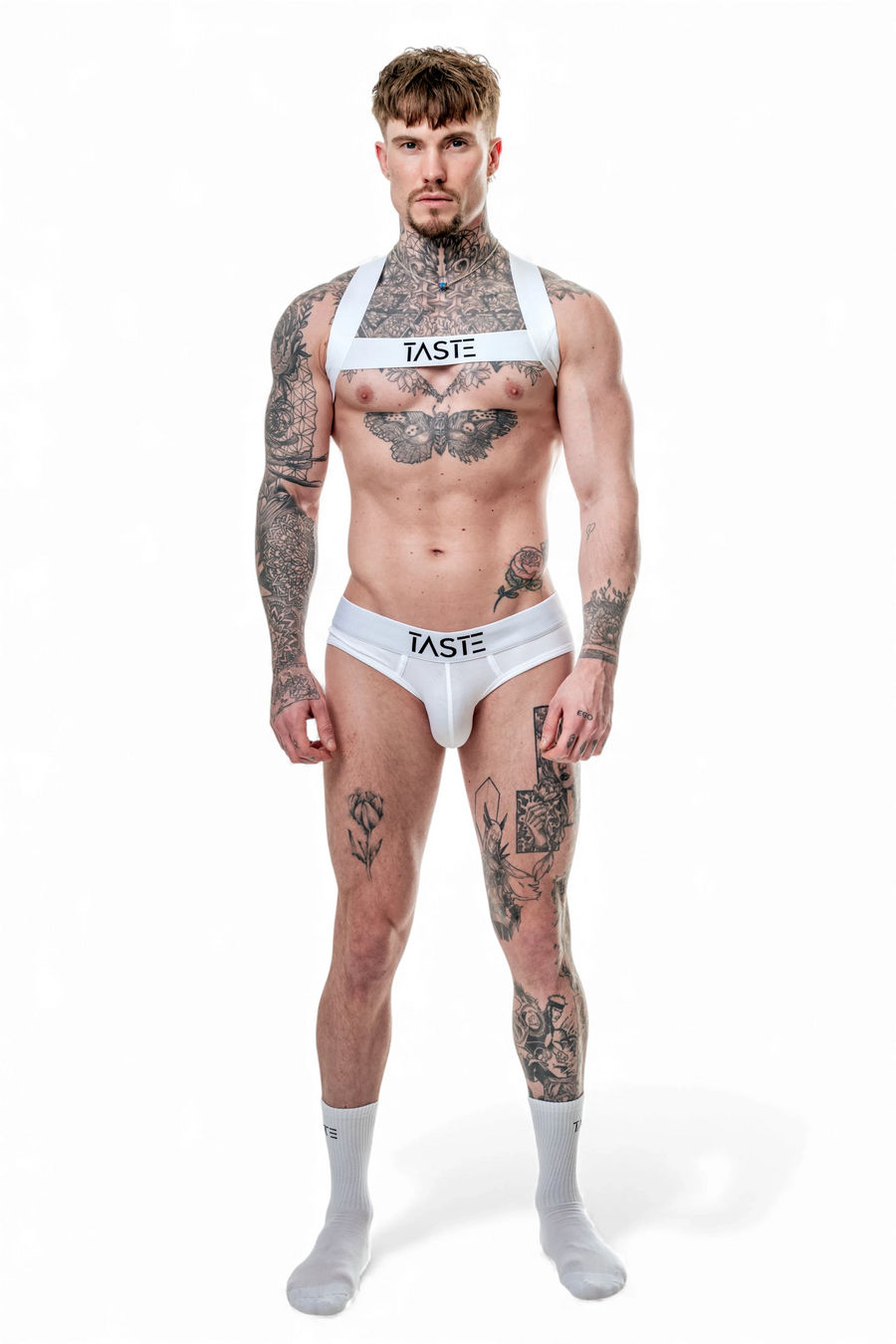 TASTE Brief Harness & Socks Set | Signature White