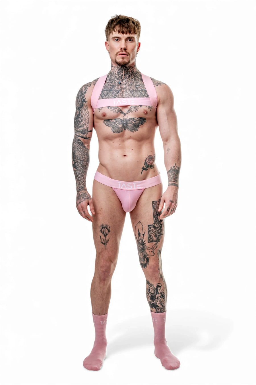 TASTE Jockstrap Harness & Socks Set | Candy Pink