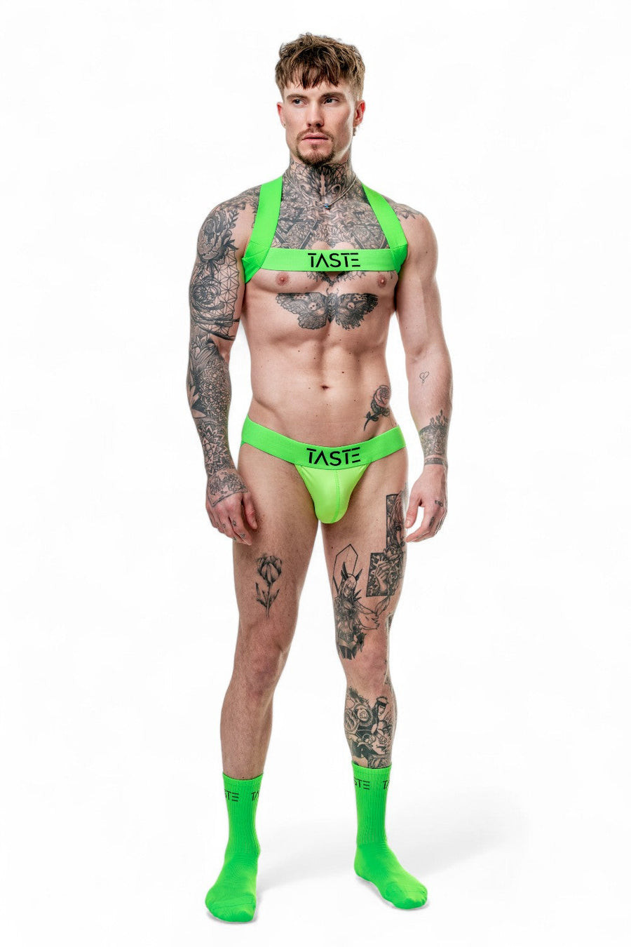 TASTE Jockstrap Harness & Socks Set | Neon Green