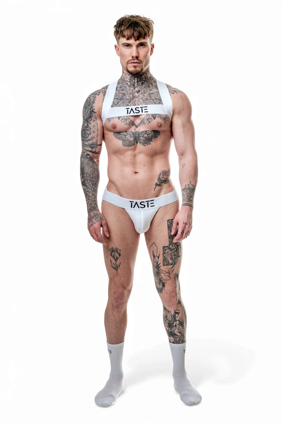 TASTE Jockstrap Harness & Socks Set | Signature White